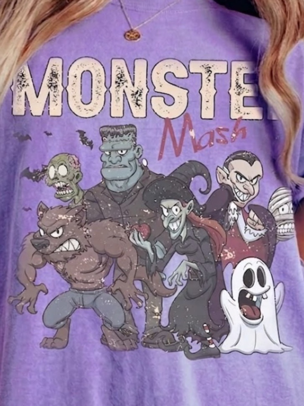 Gildan Purple Monster Halloween Spooky Graphic Tee - Picture 2 of 3